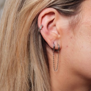 BAGUE D'OREILLE FLEURS CISELEES ACIER INOXYDABLE SILVER PETIT PRIX