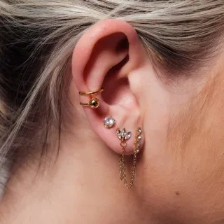 PIERCING STRASS ROND  BOULE ACIER INOXYDABLE GOLD PETIT PRIX