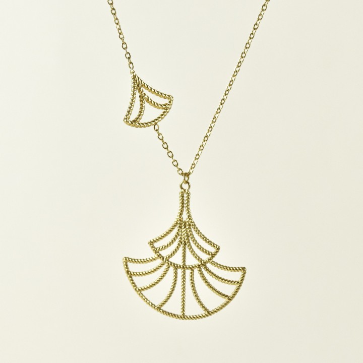 COLLIER FORMES GEOMETRIQUES ACIER INOXYDABLE GOLD PETIT PRIX