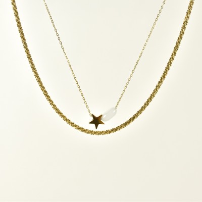 COLLIER MAILLE SERPENT ACIER INOXYDABLE GOLD PETIT PRIX