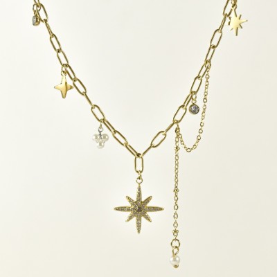 COLLIER MAILLE SERPENT ACIER INOXYDABLE GOLD PETIT PRIX