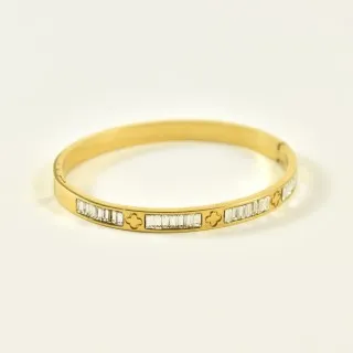 JONC TREFLES ET STRASS ACIER INOXYDABLE GOLD PETIT PRIX