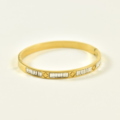JONC TREFLES ET STRASS ACIER INOXYDABLE GOLD PETIT PRIX