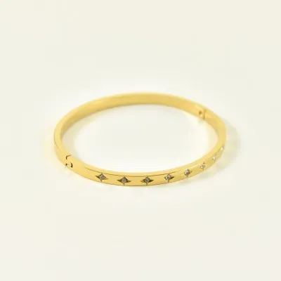 JONC ETOILES ET STRASS ACIER INOXYDABLE GOLD PETIT PRIX