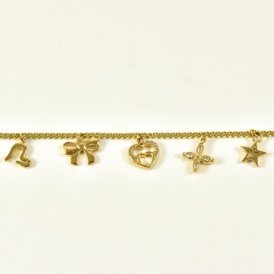BRACELET PERLES GRIS METALLISE MEDAILLON ACIER INOX GOLD PETIT PRIX