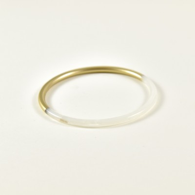 BRACELET PERLES GRIS METALLISE MEDAILLON ACIER INOX GOLD PETIT PRIX