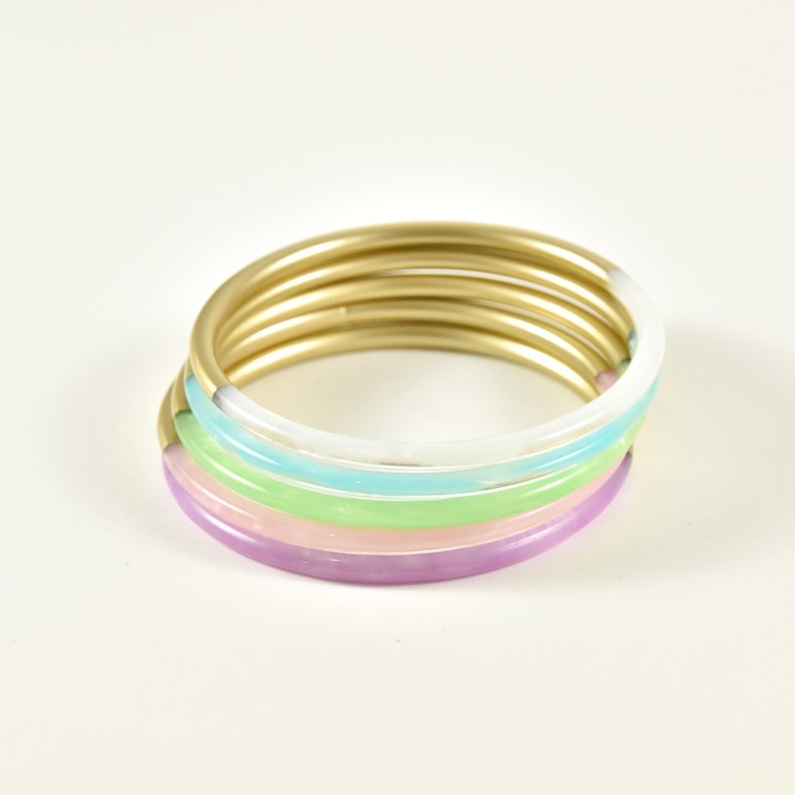JONC RIGIDE COLORE GOLD ET BLANC PETIT PRIX