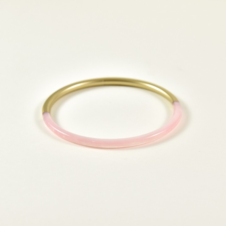 BRACELET PERLES GRIS METALLISE MEDAILLON ACIER INOX GOLD PETIT PRIX