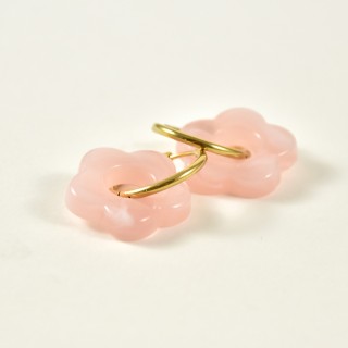 BOUCLES CREOLES FLEURS ROSES ACIER INOXYDABLE GOLD PETIT PRIX
