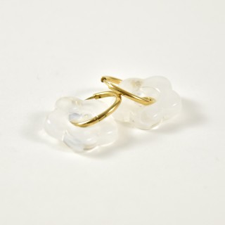 BOUCLES CREOLES FLEURS TRANSPARENTES ACIER INOXYDABLE GOLD PETIT PRIX