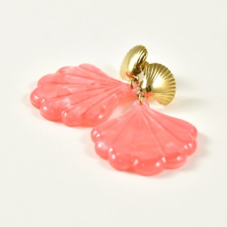 BOUCLES COQUILLAGE ROSE ACIER INOXYDABLE GOLD PETIT PRIX