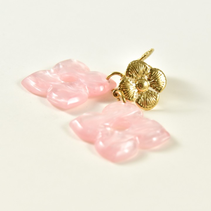 BOUCLES FLEUR ROSE ACIER INOXYDABLE GOLD PETIT PRIX