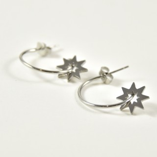 BOUCLES CREOLES ETOILE AJOUREE ACIER INOXYDABLE SILVER PETIT PRIX