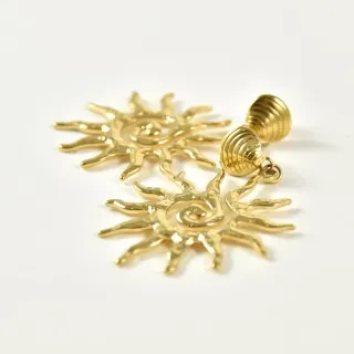 BOUCLES SOLEIL SPIRALE MARTELE ACIER INOXYDABLE GOLD PETIT PRIX