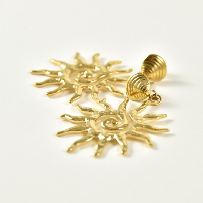 BOUCLES SOLEIL SPIRALE MARTELE ACIER INOXYDABLE GOLD PETIT PRIX