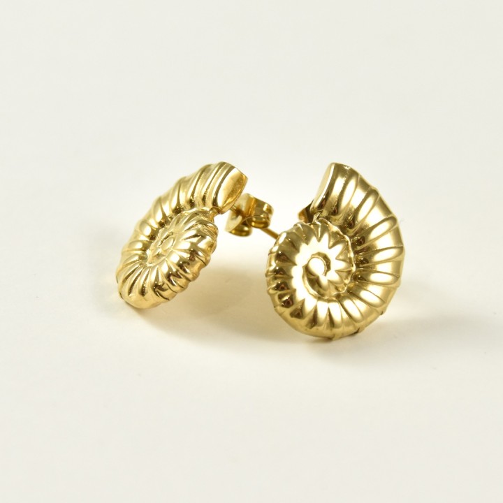 BOUCLES COQUILLAGES ACIER INOXYDABLE GOLD PETIT PRIX