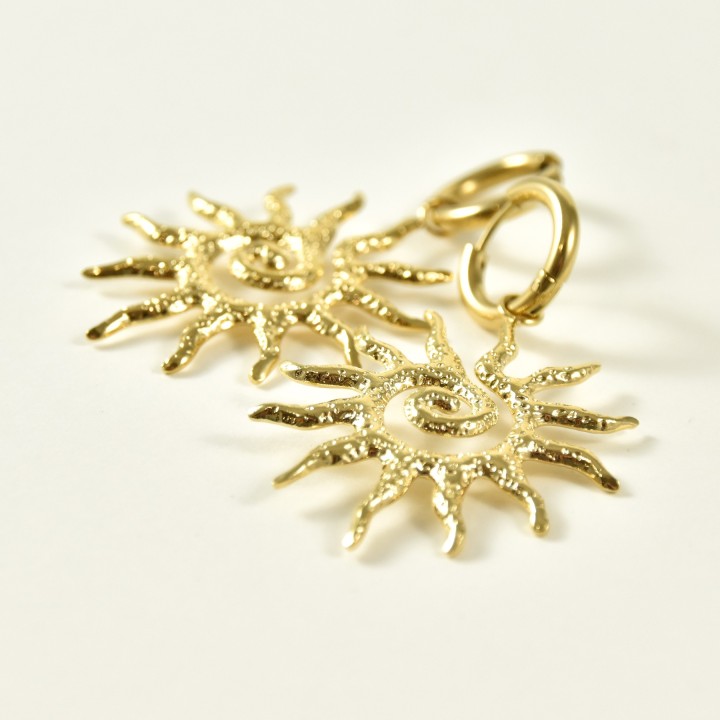 BOUCLES CREOLES SOLEIL SPIRALE MARTELE ACIER INOX GOLD PETIT PRIX
