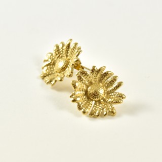 BOUCLES PUCES FLEURS MARTELEES ACIER INOXYDABLE GOLD PETIT PRIX