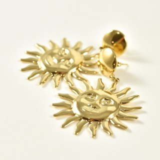 BOUCLES PUCES SOLEIL VISAGE ACIER INOXYDABLE GOLD PETIT PRIX