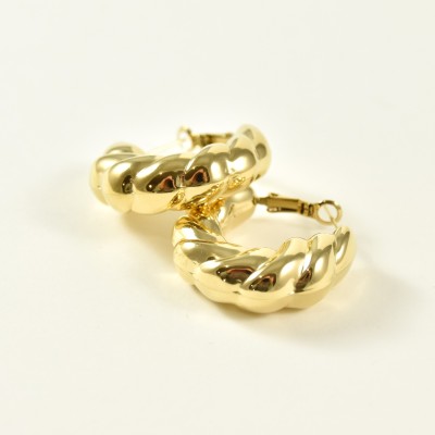BOUCLES CREOLES TORSADEES ACIER INOXYDABLE GOLD PETIT PRIX