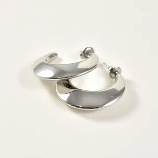 BOUCLES CREOLES LUNES MIROIR ACIER INOXYDABLE SILVER PETIT PRIX