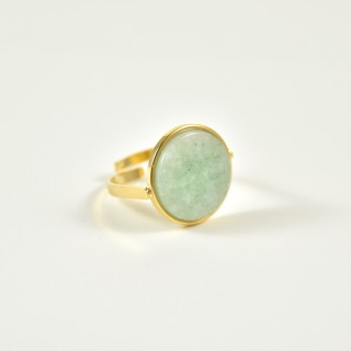 BAGUE PASTILLE RONDE VERTE ACIER INOXYDABLE GOLD PETIT PRIX