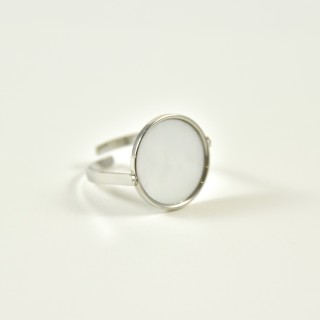 BAGUE PASTILLE RONDE NACRE ACIER INOXYDABLE SILVER PETIT PRIX