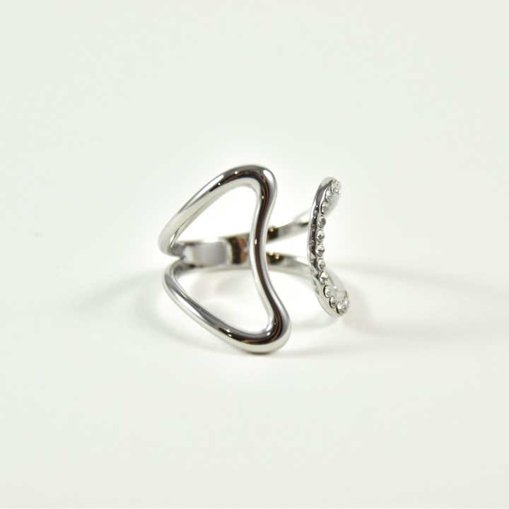 BAGUE ELASTIQUE COEUR ET ETOILE ACIER INOXYDABLE GOLD PETIT PRIX