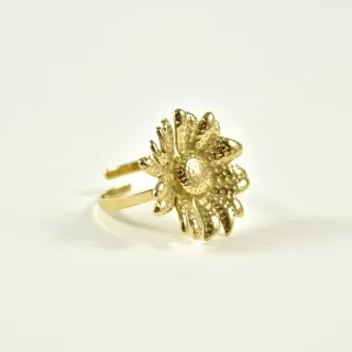 BAGUE RONDE MARTELEE ACIER INOXYDABLE GOLD PETIT PRIX