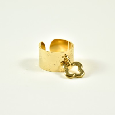 BAGUE RONDE MARTELEE ACIER INOXYDABLE GOLD PETIT PRIX