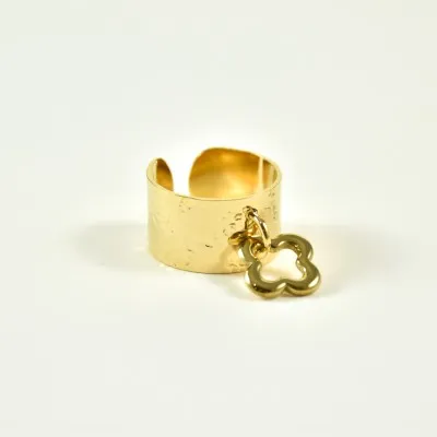 BAGUE RONDE MARTELEE ACIER INOXYDABLE GOLD PETIT PRIX