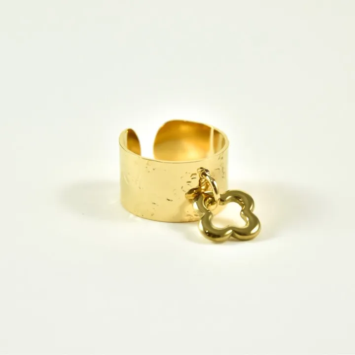 BAGUE RONDE MARTELEE ACIER INOXYDABLE GOLD PETIT PRIX