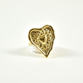 BAGUE RONDE MARTELEE ACIER INOXYDABLE GOLD PETIT PRIX