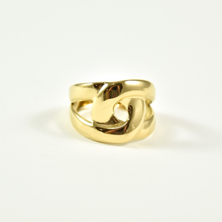 BAGUE ANNEAUX ENTRELACES ACIER INOXYDABLE GOLD PETIT PRIX