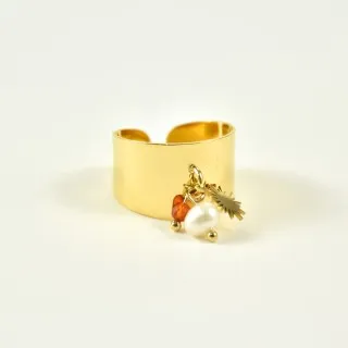 BAGUE RONDE MARTELEE ACIER INOXYDABLE GOLD PETIT PRIX