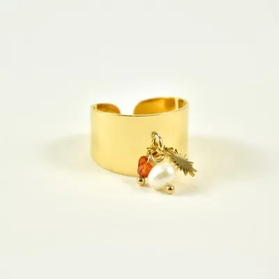 BAGUE ANNEAU LISSE PAMPILLES ACIER INOXYDABLE GOLD PETIT PRIX