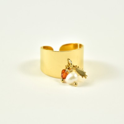 BAGUE RONDE MARTELEE ACIER INOXYDABLE GOLD PETIT PRIX