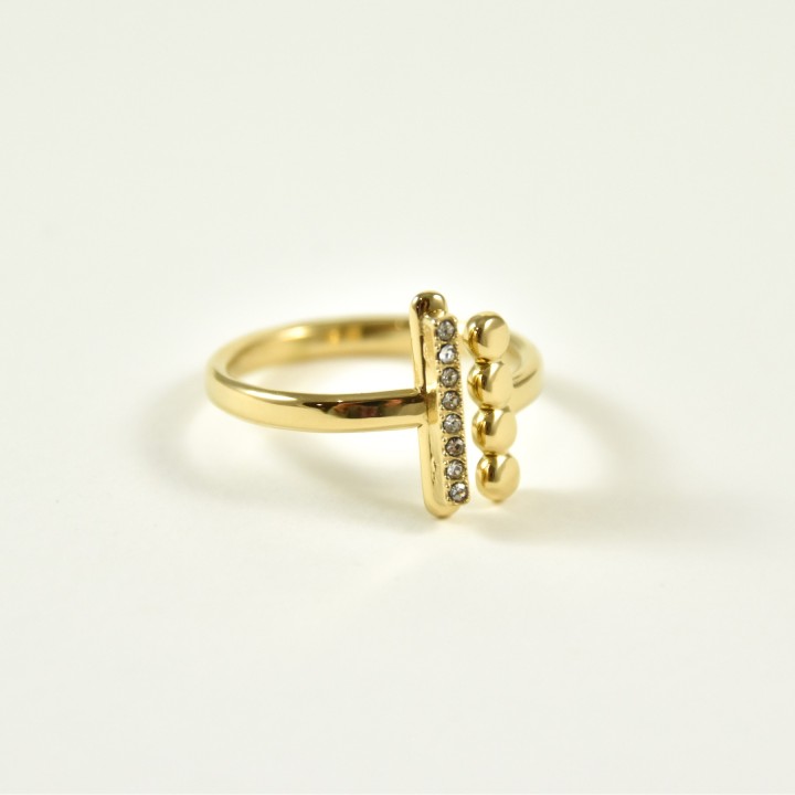 BAGUE RONDE MARTELEE ACIER INOXYDABLE GOLD PETIT PRIX
