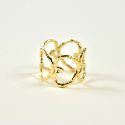 BAGUE RONDE MARTELEE ACIER INOXYDABLE GOLD PETIT PRIX