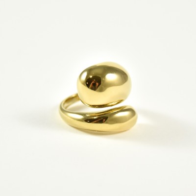 BAGUE RONDE MARTELEE ACIER INOXYDABLE GOLD PETIT PRIX