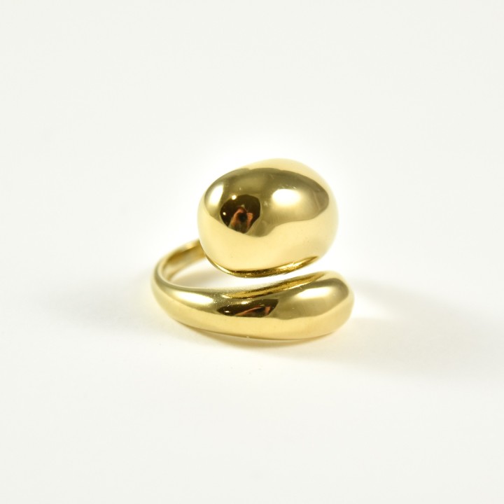 BAGUE RONDE MARTELEE ACIER INOXYDABLE GOLD PETIT PRIX