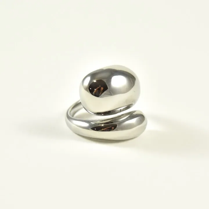 BAGUE ANNEAU LARGE EVASE ACIER INOXYDABLE SILVER PETIT PRIX