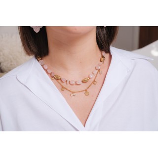 COLLIER MAILLE CLASSIQUE CHARMS ACIER INOXYDABLE GOLD PETIT PRIX