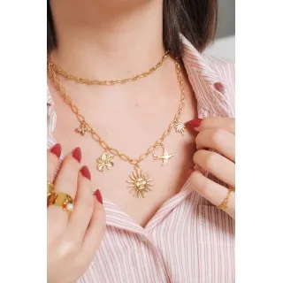 COLLIER MAILLE MOYENNE JASERON ACIER INOXYDABLE GOLD PETIT PRIX