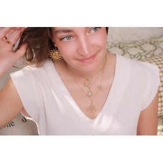 COLLIER SOLEIL ET LUNE NACRE ACIER INOXYDABLE GOLD PETIT PRIX