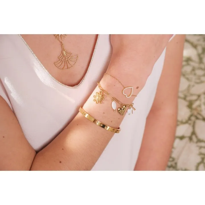 JONC ETOILES ET STRASS ACIER INOXYDABLE GOLD PETIT PRIX