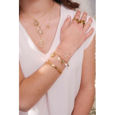 BRACELET COEUR AJOURE STRASS ACIER INOXYDABLE GOLD PETIT PRIX
