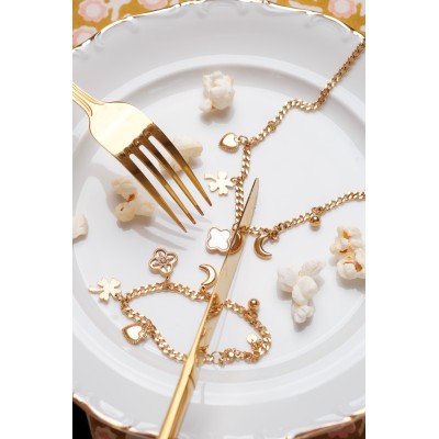 BRACELET GOURMETTE CHARMS ACIER INOXYDABLE GOLD PETIT PRIX