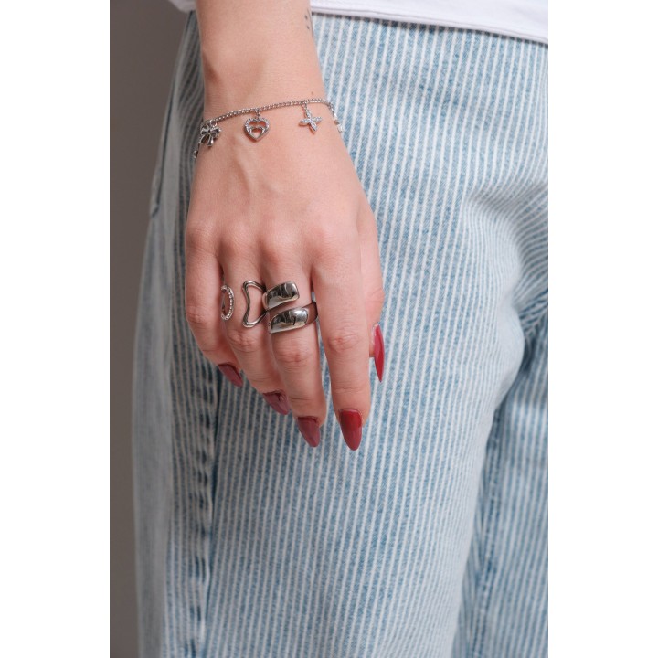 BRACELET CHARMS ACIER INOXYDABLE SILVER PETIT PRIX