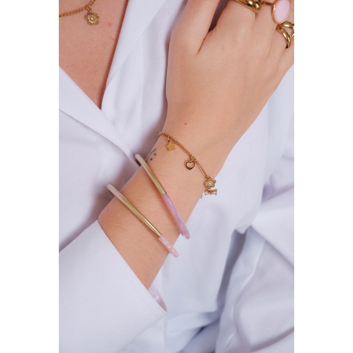JONC RIGIDE COLORE GOLD ET ROSE PETIT PRIX